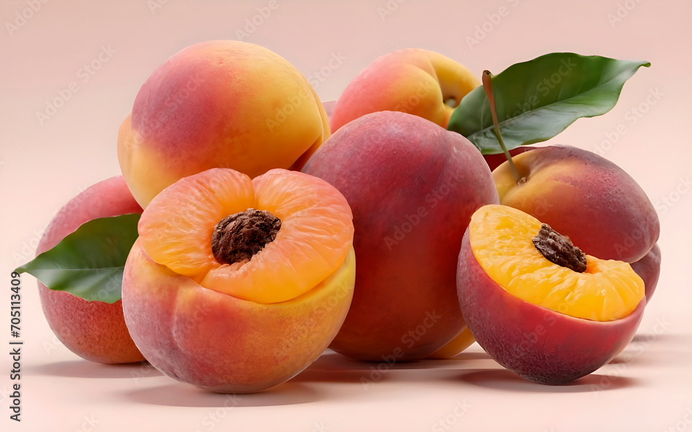 apricots with leaves isolated on the background apricots with leaves isolated on the background