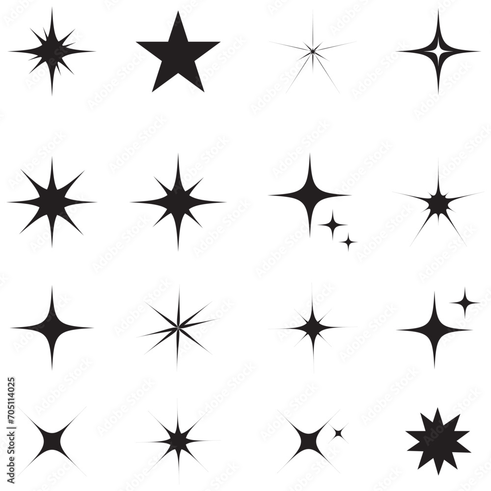 Star vector icons set. Twinkling stars illustration. Sparkles, shining burst. Christmas vector symbols isolated Star vector icons set. Twinkling stars illustration. Sparkles, shining burst. Christmas vector symbols isolated