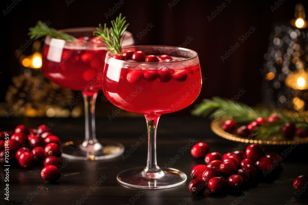 festive Christmas red pink cocktail. Cranberry bourbon on the rocks with ice and rosemary. Autumn drinks. festive Christmas red pink cocktail. Cranberry bourbon on the rocks with ice and rosemary. Autumn drinks.