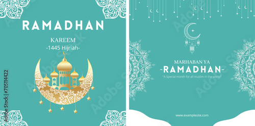 Blue trendy colorful social media instagram square post islamic ramadan template set for product sale promotion
