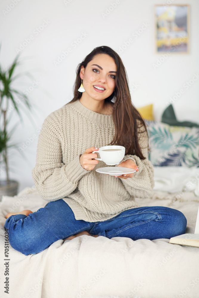 Young happy brunette woman with book Young happy brunette woman with book