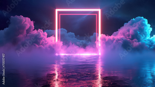 futuristic neon square in cloud wonderland © Klay