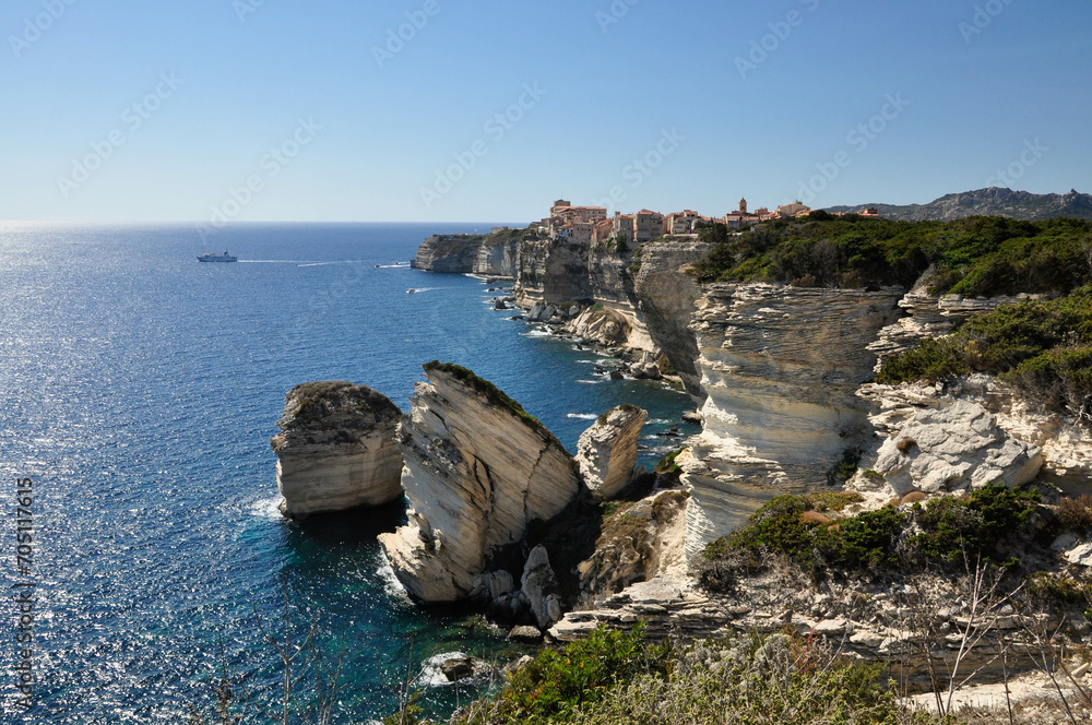Wybrzeże Korsyki, Bonifacio, Francja, Morze Śródziemne - obrazy, fototapety, plakaty 