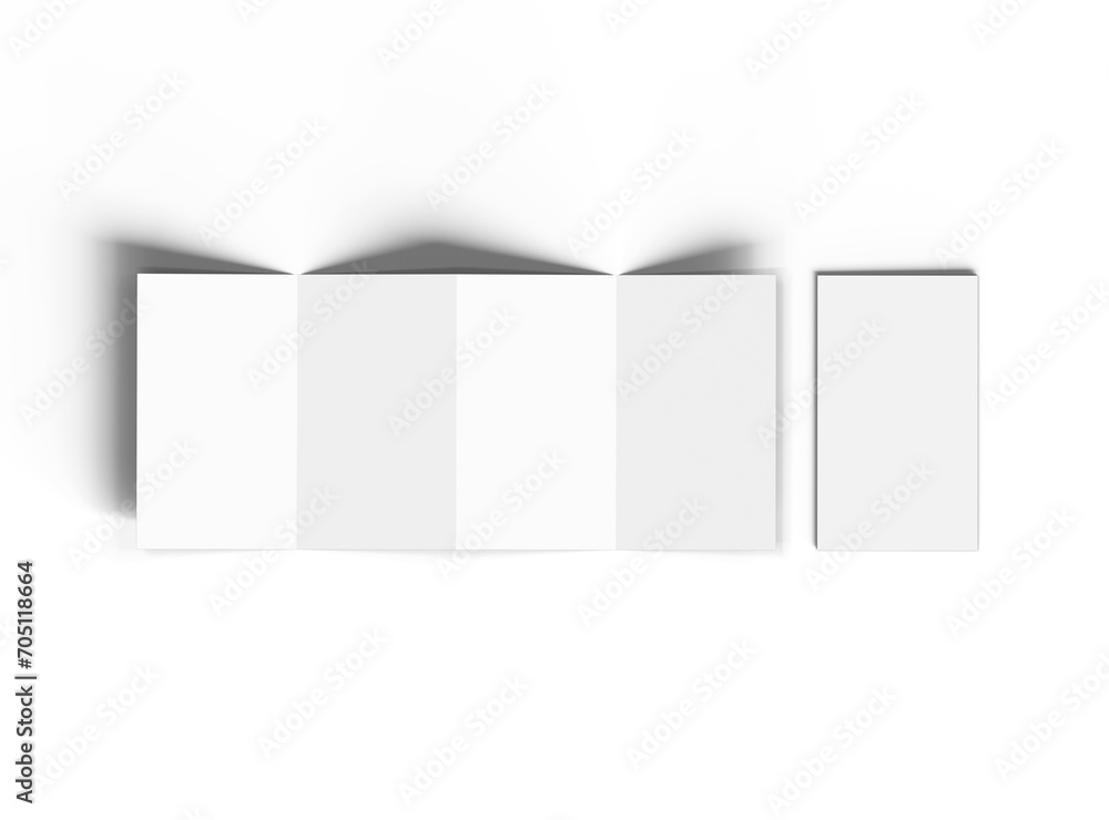 Blank 4-panel accordion fold brochure render on transparent background Blank 4-panel accordion fold brochure render on transparent background