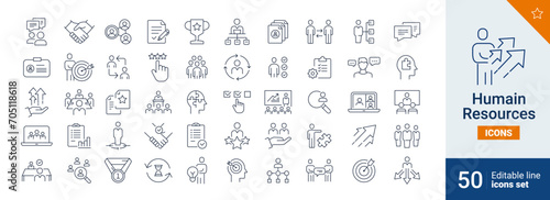 Humain resources icons Pixel perfect. Team, winner, identity, ....