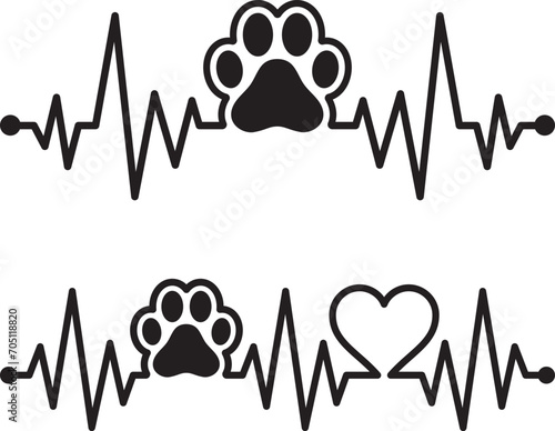 Paw Print and Heartbeat, Paw Silhouette