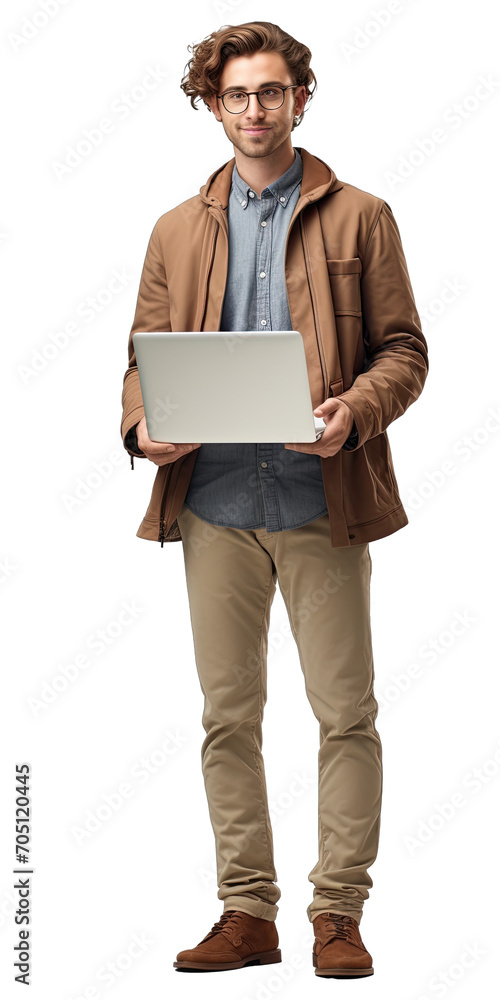Man Student With Laptop - Engaged and Determined. Isolated on a Transparent Background. Cutout PNG. Man Student With Laptop - Engaged and Determined. Isolated on a Transparent Background. Cutout PNG.