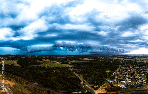 Dramatic view of a storm cell approaching Wagga Wagga, Australia from the west.