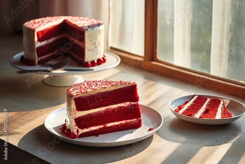 Valentine s Day red velvet cake slices