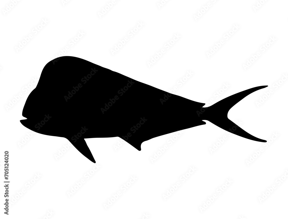 Mahi Mahi Fish silhouette vector art white background Mahi Mahi Fish silhouette vector art white background