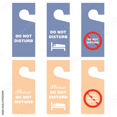Etiquetas para colgar en la puerta "No molestar" sobre un fondo blanco. Vector