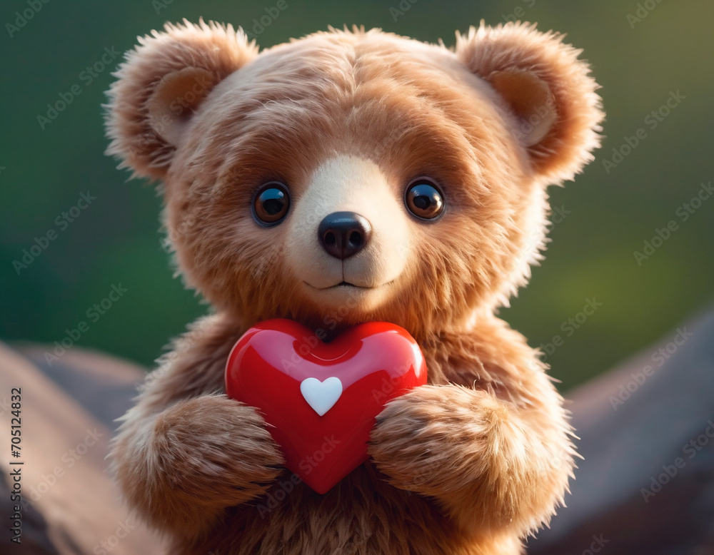 Brown Teddy Bear Holding Red Heart - Gift Of Love for Someone Special ...