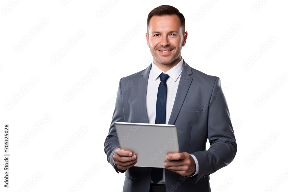 Portrait of a young businessman using tablet computer 