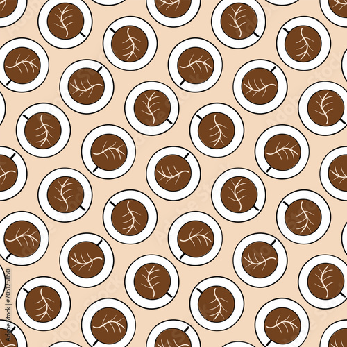 Vector seamless background of coffee cups
