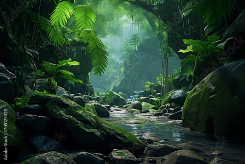 green tropical jungle with beautiful landscapes