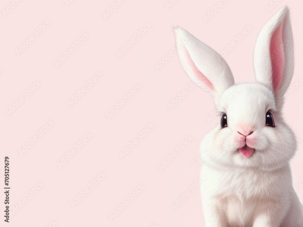 Beautiful easter card with cute bunny on pink background with copy space for your text. Banner with Easter rabbit Beautiful easter card with cute bunny on pink background with copy space for your text. Banner with Easter rabbit