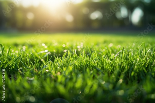 Bright green grass in a sun-drenched meadow embodies the atmosphere of summer and natural beauty.