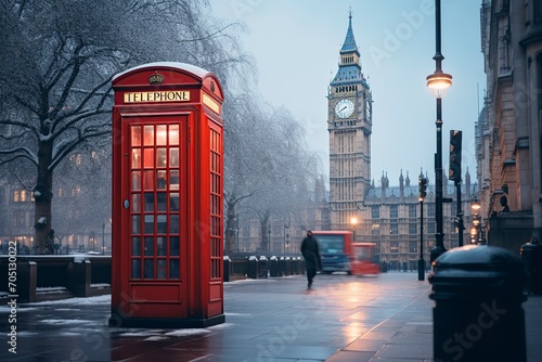 traditional telephone booth in London with Big Ben in the background