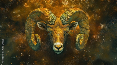 Zodiac sign Aries in the cosmic firestorm.