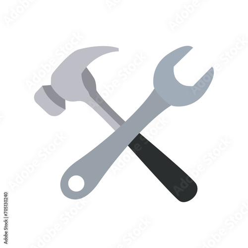 hammer and wrench crossed vector symbol