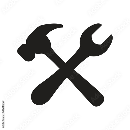 hammer and wrench crossed vector symbol