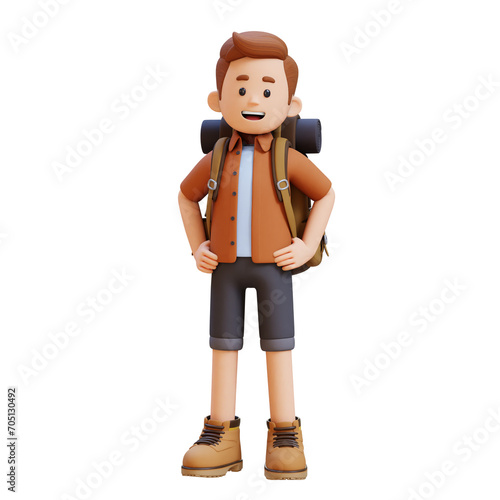 3D Traveller Character Standing with Hand on Hip