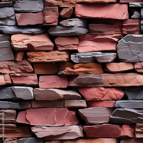 Seamless Pattern of Brown and Gray Stone Wall Texture for Background Design and Decoration © Dipsky