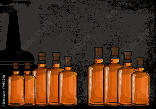  Vektor Flaschen mit Vintage Hintergrund - Tasting Whisky, Whiskey
