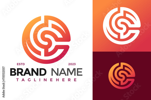 Letter Cs or Sc Lines Stylish Logo design vector symbol icon illustration