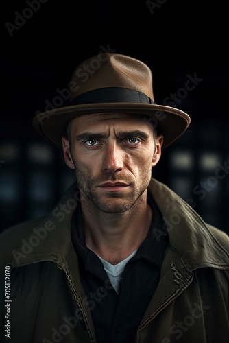 young attractive man elegantly wearing a hat posing in front of the camera © Jorge Ferreiro