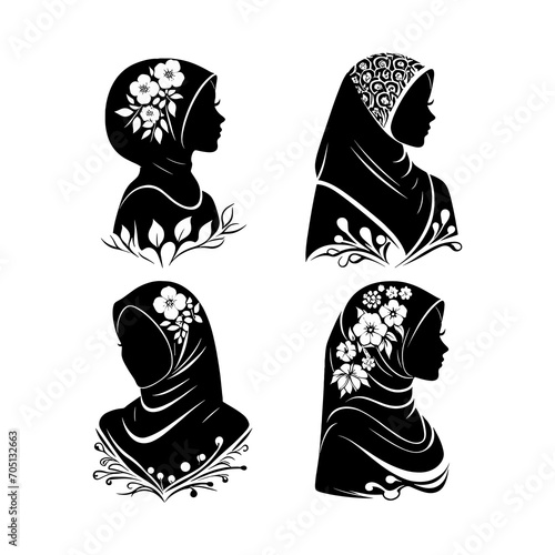 woman muslim with beauty hijab vector illustration