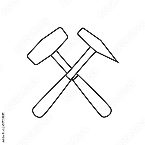 Hammer and Pick crossed tools emoji vector symbol
