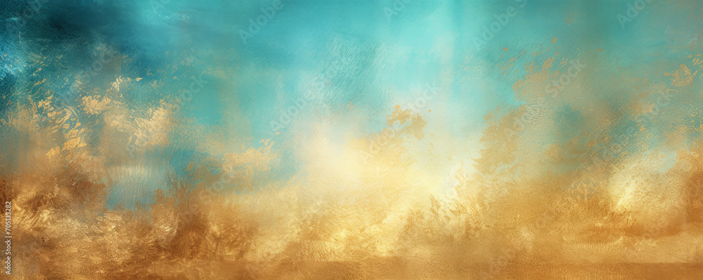 Vintage wall texture in gold and blue background.