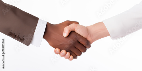 Shaking hands on a white background.
