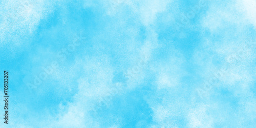brush painted watercolor art background with white clouds, Watercolor Shades The White Cloud and Blue Sky with small clouds, Abstract cloudy hand paint splash stain backdrop banner. photo