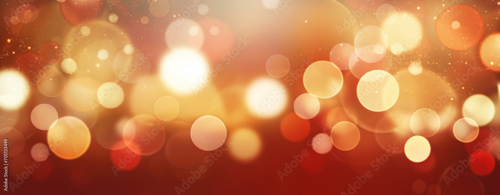 Golden circles glitter blurred lights for banner