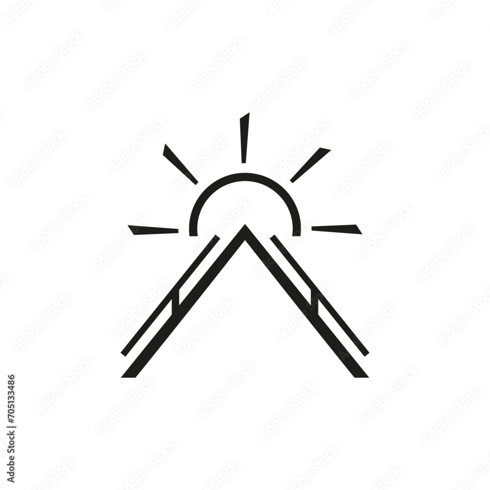 Solar panel battery on the roof of the house and the sun. Solar panel battery on the roof of the house and the sun.