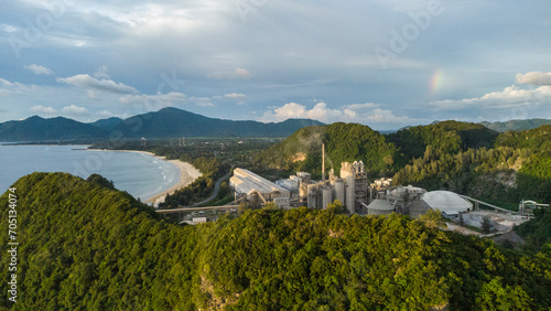 Aerial view of the Andalas cement factory in Aceh province photo