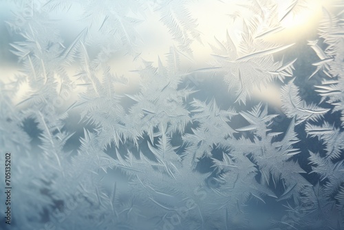 Photo of the crystalline structure of frost on a window. Generative AI © Aditya