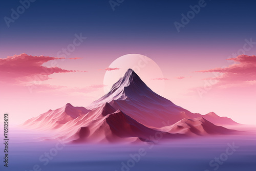 minimalist background with mountain and gradient sky photo