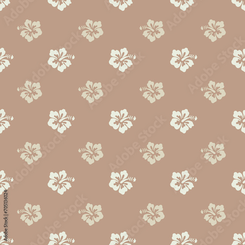 Beige Hawaiian Flowers Aloha Seamless Background Pattern