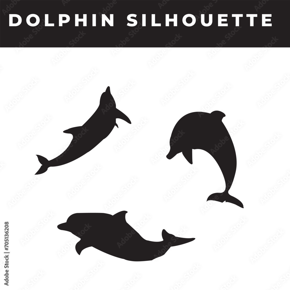 Fototapeta premium Dolphin silhouette collection vector design