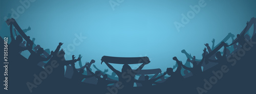 Silhouette of a group of people cheering for sports. Used for decoration, advertising design, websites or publications, banners, posters and brochures.