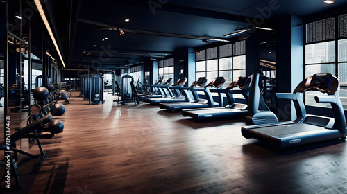 An empty gym with all latest modern amenities © Trendy Graphics