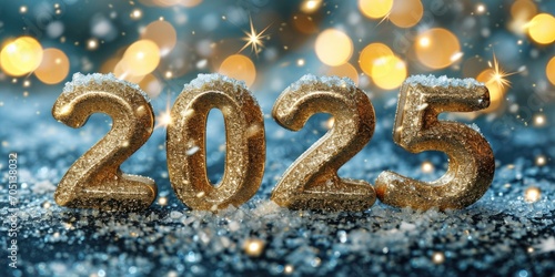 Happy New Year 2025. Text number 2025