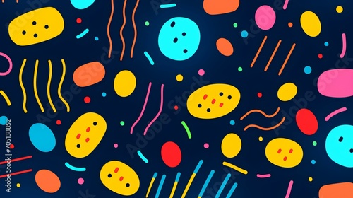 Fun Colorful Line Doodle Seamless Pattern