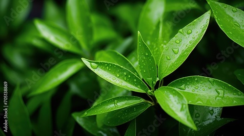 Fresh green leaves nature eco friendly background. AI generated image