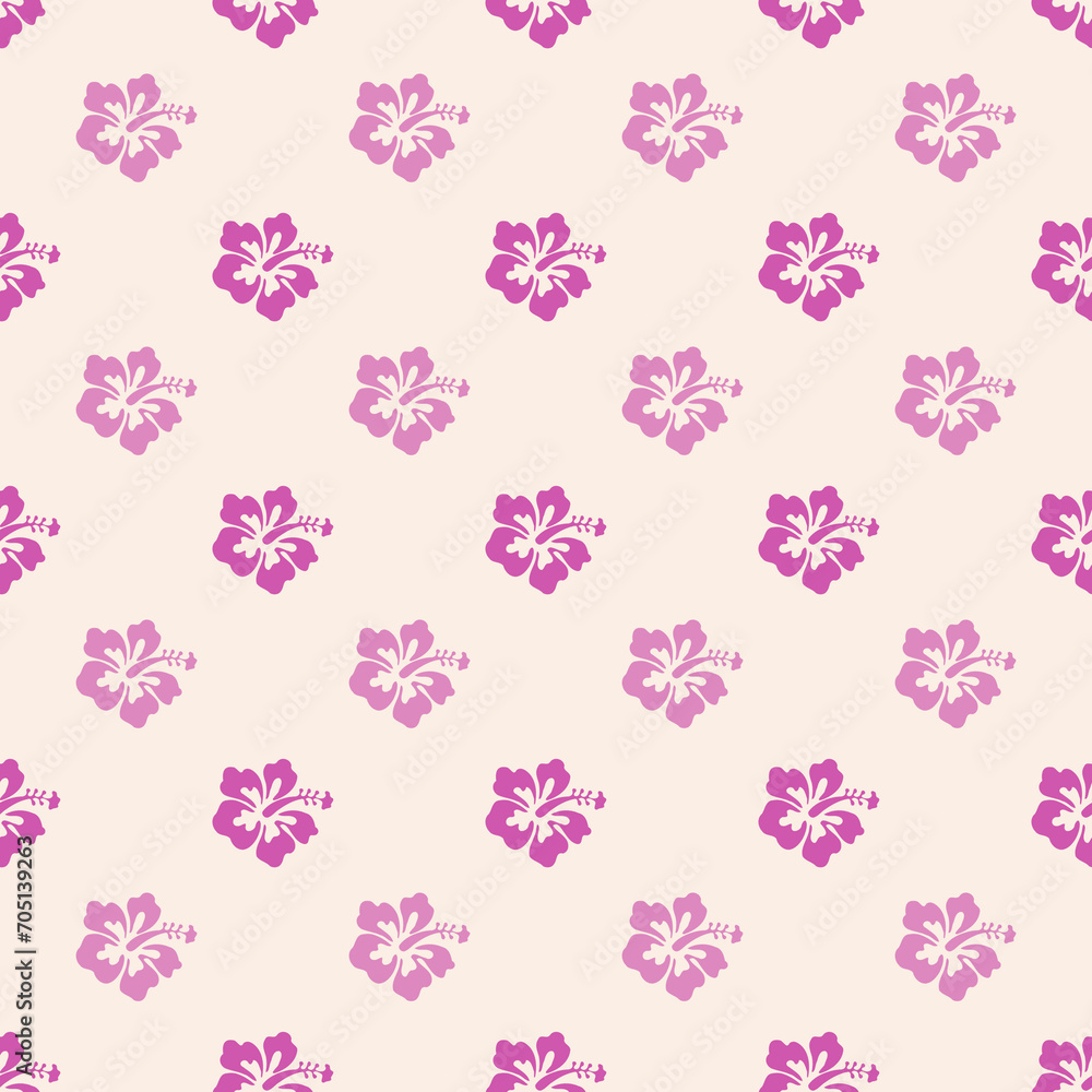 Pink Hawaiian Flowers Aloha Seamless Background Pattern