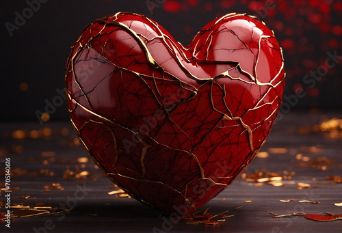 kintsugi style heart. valentine's day concept photo