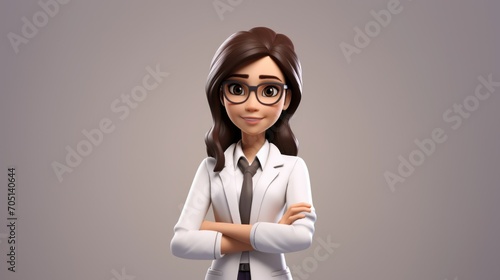3D Woman Doctor. Female character. Simple cartoon fun person in uniform. Cute Girl in hospital or clinic